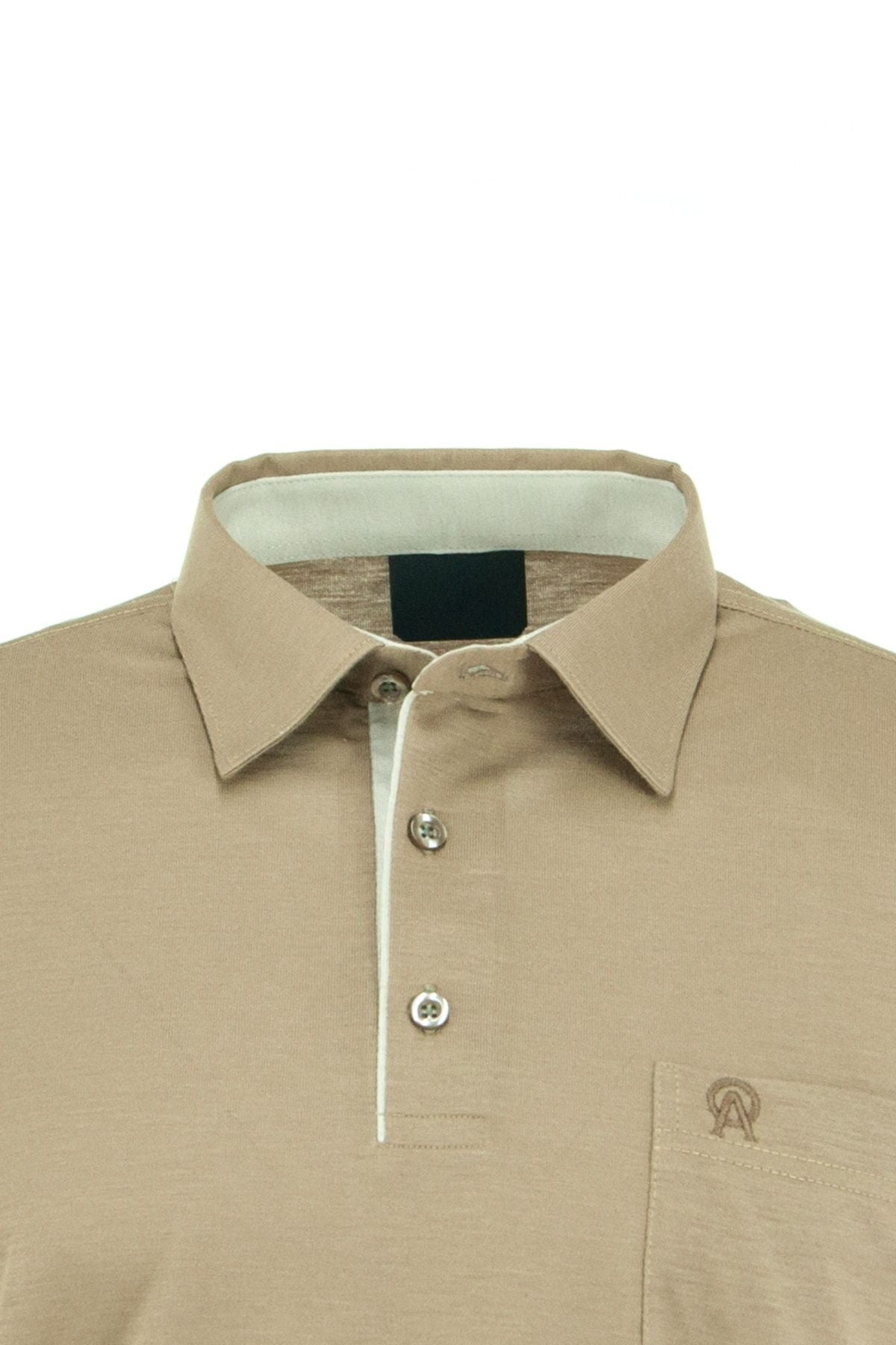 Erkek Cepli Kısa Kollu Düz Renk Normal Kesim Pamuklu Kumaş Gömlek Yaka T-shirt